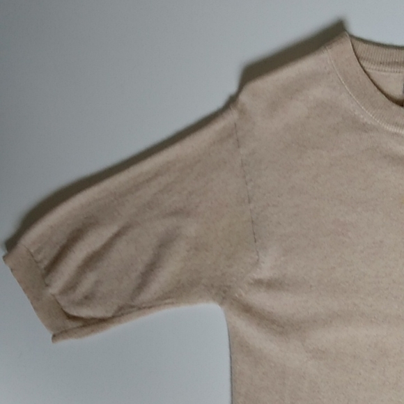 Cashmere Sweater Top  Tan Regency Core 3/4 Sleeve by Sutton Studio Size Small - Picture 3 of 8